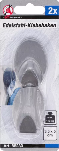 BGS DIY 2 részes rozsdamentes akasztó készlet, teherbírás max. 1 kg (BGS 88230)