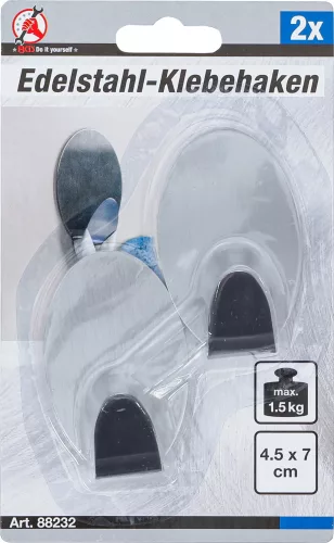 BGS DIY 2 részes rozsdamentes akasztó készlet, teherbírás max 1,5 kg (BGS 88232)