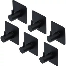   BGS DIY Törölközőakasztó készlet | fekete | öntapadó | 6 darabos (BGS 88240)
