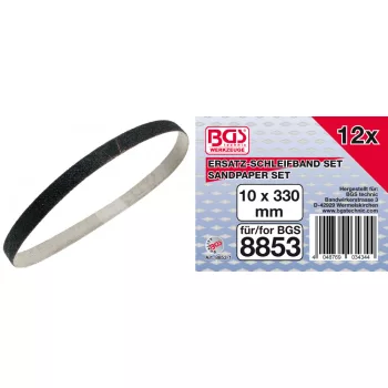   BGS technic 12 darab csiszolószalag, 10 x 330mm, használható a BGS 8853 pneumatikus szalagcsiszolóhoz (BGS 8853-1)