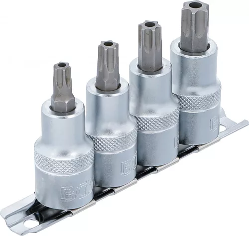 BGS technic 4 részes biztonsági Torx bit dugókulcs készlet, fúrt, 1/2", T40-T55 (BGS 8885)