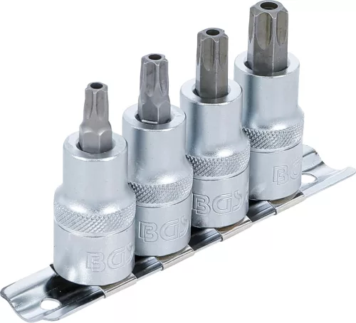 BGS technic 4 részes biztonsági Torx bit dugókulcs készlet, fúrt, 1/2", T40-T55 (BGS 8885)