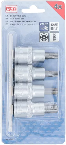 BGS technic 4 részes biztonsági Torx bit dugókulcs készlet, fúrt, 1/2", T40-T55 (BGS 8885)