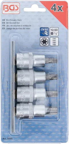 BGS technic 4 részes Torx bit dugókulcs készlet, 1/2", T40-T55 (BGS 8886)