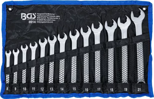 BGS technic Csillag-villáskulcs készlet | speciális villás oldal | 8 - 21 mm | 13 darabos (BGS 8914)