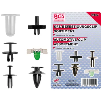   BGS technic 290 részes műanyag rögzítő patent készlet BMW és VW típusokhoz (BGS 9042)