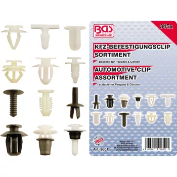   BGS technic 345 részes műanyag rögzítő patent készlet Peugeot & Citroen típusokhoz (BGS 9051)