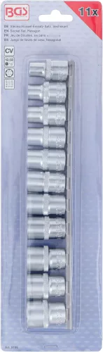 BGS technic 11 részes dugókulcs fej készlet, 1/2", 6 pontos, 10 - 21 mm (BGS 9106)
