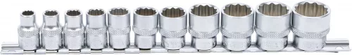 BGS technic 11 részes dugókulcs fej készlet, 3/8", 12 pontos, col méretek, 5/16" - 7/8" (BGS 9112)