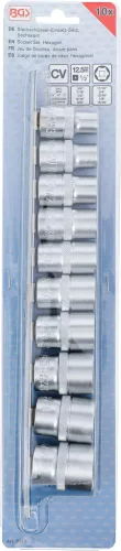 BGS technic 10 részes dugókulcs fej készlet, 1/2", 6 pontos, col méretek, 3/8" - 15/16" (BGS 9113)
