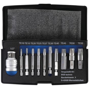   BGS technic 11 részes tört csavar kiszedő készlet Torx csavarokhoz, T10-T55 (BGS 9170)