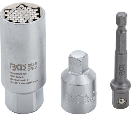 BGS Technic Multi dugókulcs adapterkészlettel | 10 mm (3/8") | 9 - 21 mm | 3 darabos (BGS 92533)