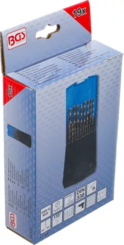 BGS technic 19 részes HSS-G M35 kobalt acél fúrószár készlet, 1 - 10 mm (BGS 9297)