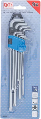 BGS technic 9 részes Torx kulcs készlet, extra hosszú, 1.5 - 10 mm (BGS 9375)