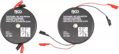 BGS technic Krokodilcsipeszes kábeldob | automata feltekercselés | 15 m (BGS 9401)