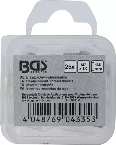 BGS technic 25 részes menetjavító persely készlet, M7X1.0 (BGS 9431-1)