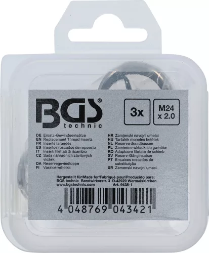 BGS technic 3 részes menetjavító persely készlet, M24X2.0 (BGS 9438-1)