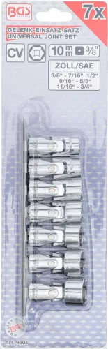 BGS technic 3/8" Csuklós dugókulcs készlet | 3/8" - 3/4" | coll méretek | 7 darabos (BGS 9501)