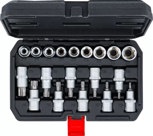 BGS DIY 19 részes 1/2" befogású Torx bitfej és E-Torx dugófej készlet (BGS 95100)