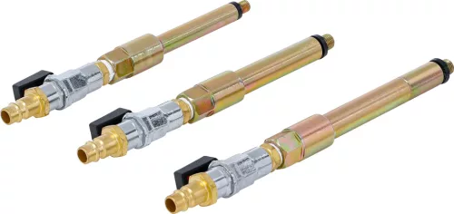 BGS technic 3 részes sűrített levegős adapter készlet a hengerfej izzítógyertya furataihoz, M8 x 1.0, M10x1.0, M10x1.25 (BGS 9519)