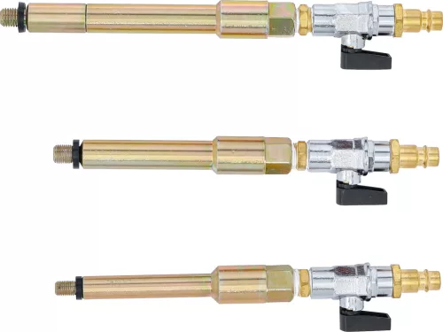 BGS technic 3 részes sűrített levegős adapter készlet a hengerfej izzítógyertya furataihoz, M8 x 1.0, M10x1.0, M10x1.25 (BGS 9519)