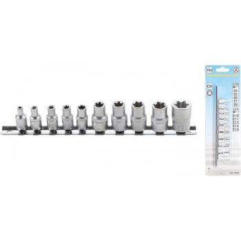   BGS DIY 1/4"-3/8" Dugókulcs fej készlet, E-Torx | E4 - E16 | 10 darabos (BGS 9548)