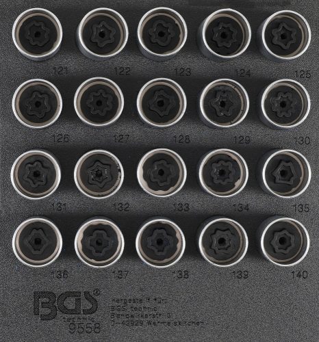 BGS technic Kerékőr leszedő készlet Opel, Vauxhall (C típus) | 20 darabos (BGS 9558)