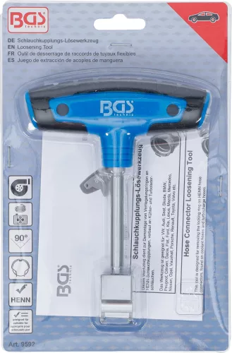 BGS technic Turbócső és hűtővízcső gyorscsatlakozó kioldó szerszám, HENN rögzítőkapcsokhoz, T-markolattal (BGS 9592)