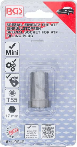 BGS technic Speciális kulcskészlet ATF töltődugókhoz | T-Profil (Torx) T55 | MINI (BGS 9648)