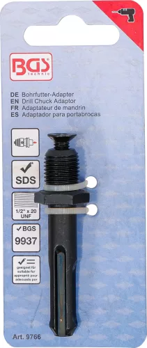 BGS technic Fúrótokmány adapter 1/2" x 20 UNF | SDS-befogóhoz | a BGS 9937-hez (BGS 9766)