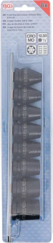 BGS technic 1/2" Levegős Dugókulcs készlet, E-Torx | E10 - E24 | 8 darabos (BGS 9779)