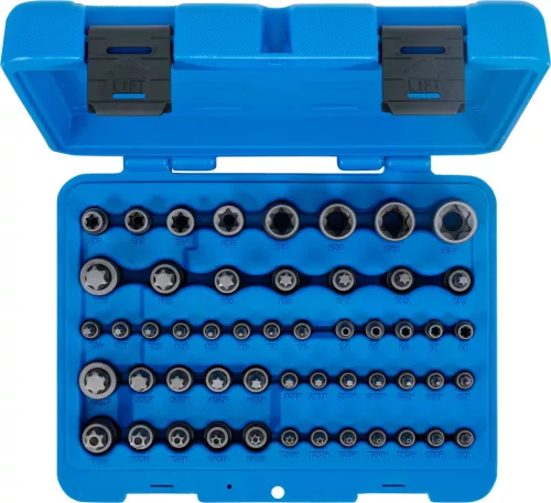 BGS technic Bitfej és dugókulcsfej készlet | E-profil / T-profil (Torx) / T-profil (Torx) furattal / TP-profil (Torx plus) | 52 darabos (BGS 9839)
