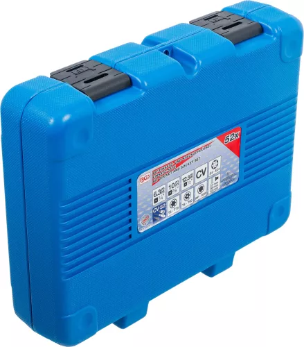 BGS technic Bitfej és dugókulcsfej készlet | E-profil / T-profil (Torx) / T-profil (Torx) furattal / TP-profil (Torx plus) | 52 darabos (BGS 9839)