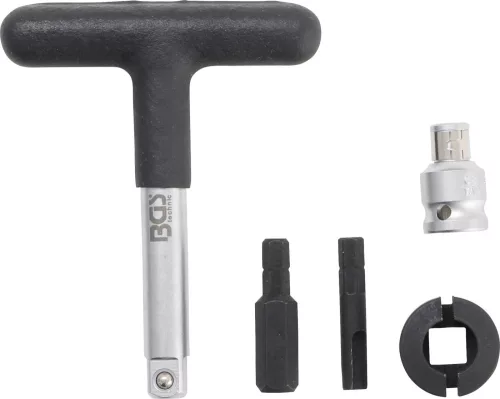 BGS technic Olajleeresztő kulcs készlet | Műanyag olajleeresztő csavarokhoz | Külső hatszögletű kulcsnyílású hajtás 6,3 mm (1/4"), külső hatszögletű 10 mm (3/8") | 5 darabos (BGS 9843)