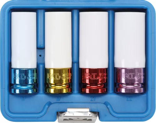 BGS technic 1/2" Levegős Dugókulcs fej készlet | műanyag borítással | 17 / 19 / 21 / 22 mm | 4 darabos (BGS 9847)