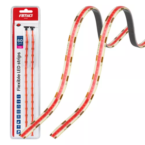 AMiO rugalmas COB LED-szalagok, rózsaszín 2x30 cm 12 V (04570)