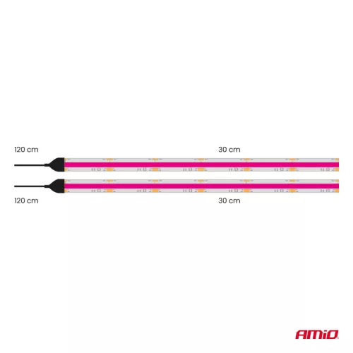 AMiO rugalmas COB LED-szalagok, rózsaszín 2x30 cm 12 V (04570)