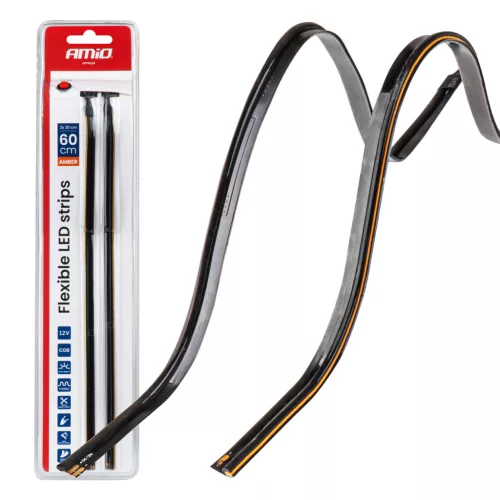 AMiO rugalmas COB LED-es oldalsó fénycsíkok narancssárga 2x30cm 12V (04574)