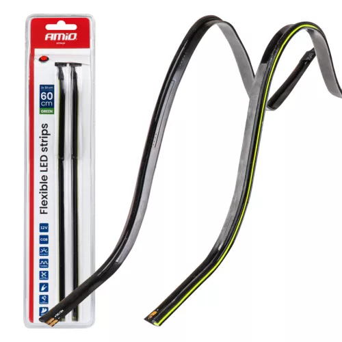 AMiO rugalmas COB LED-es oldalsó fénycsíkok zöld 2x30cm 12V (04577)
