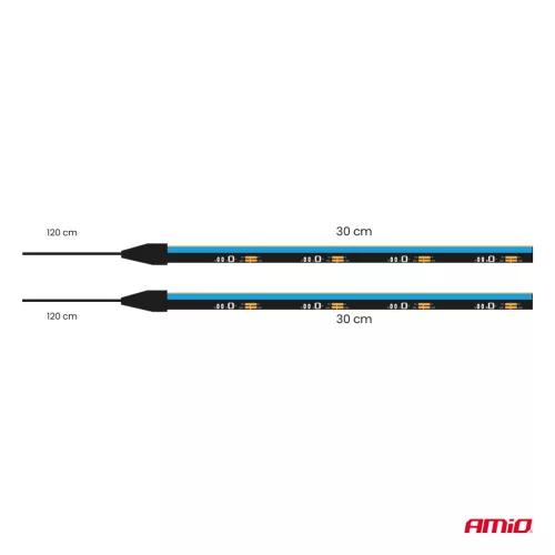 AMiO rugalmas COB LED-es oldalsó fénycsíkok kék 2x30cm 12V (04578)