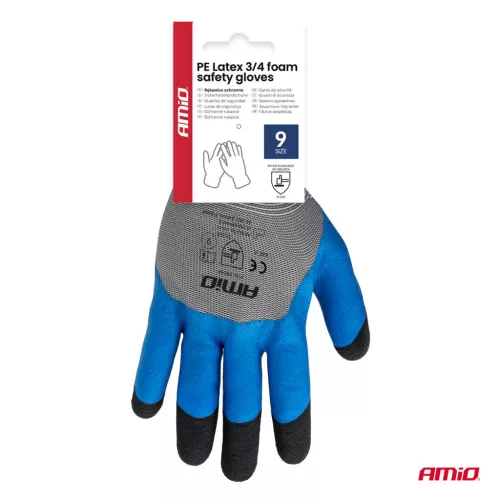AMiO PE Latex 3/4 habbevonatos munkavédelmi kesztyű 4 db méret 9 (2 pár), 3131X (04644)
