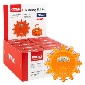   AMiO LED-es biztonsági jelzőlámpák 12SMD+3SMD 10 db piros (04672)