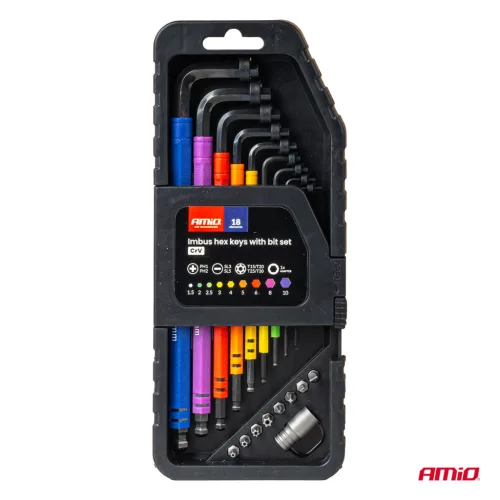 AMiO imbuszkulcsok – bit készlet 18 db CRV (04787)