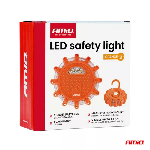 AMiO LED-es biztonsági jelzőlámpa 3xAAA IP65 12SMD + 3SMD (04828)
