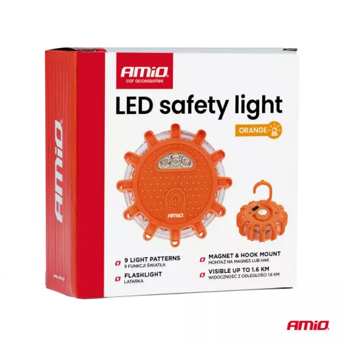 AMiO LED-es biztonsági jelzőlámpa 12SMD+3SMD 650mAh (04829)