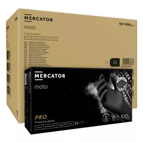 MERCATOR Nitril kesztyű MOTO fekete méret M, 100 db (MER03382)