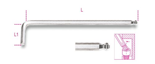 Beta 96LBP 2 mm Hajlított gömbfejű imbuszkulcs extra hosszú kivitel (000961341)