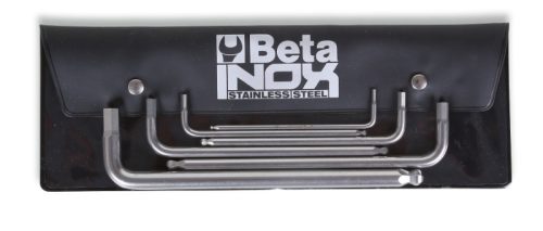 Beta 96BPINOX/B6 6 darabos hatlapfejű hajlított belső kulcs gömbös szélekkel, rozsdamentes acélból, tasakban (000961455)