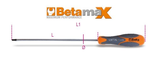 Beta 1297Tx-L/20 Imbusz csavarhúzó Torx® csavarokhoz, hosszú krómozott, fekete fej (012970120)