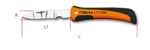 Beta 1777BM Behajtható pengéjű kábelblankoló kés, penge nemesacélból, a kábelek csupaszításához (017770100)